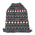 Pixel Christmas Santa Claus Print Drawstring Bag