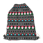 Pixel Christmas Santa Claus Print Drawstring Bag