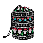 Pixel Christmas Santa Claus Print Drawstring Makeup Bag