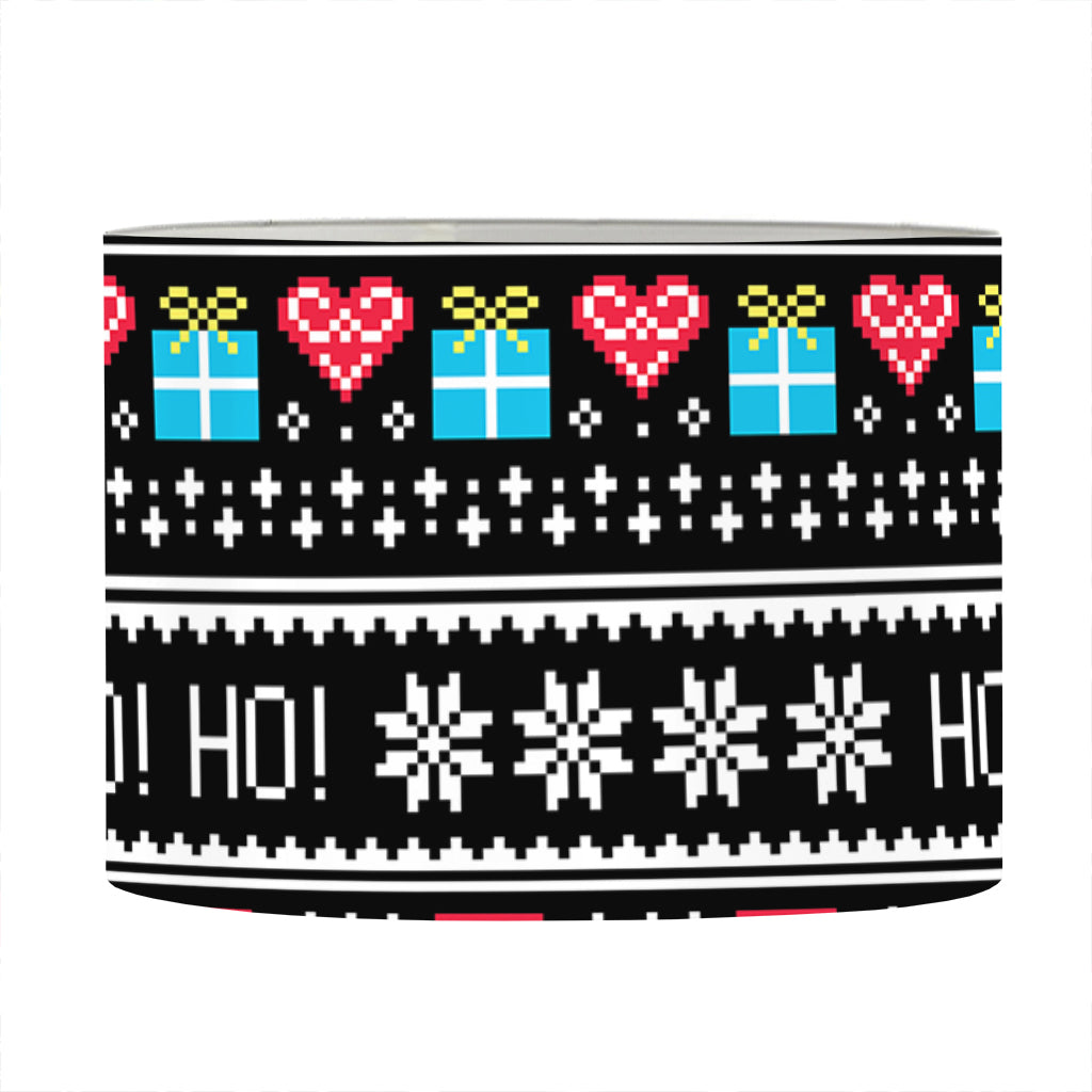 Pixel Christmas Santa Claus Print Drum Lamp Shade