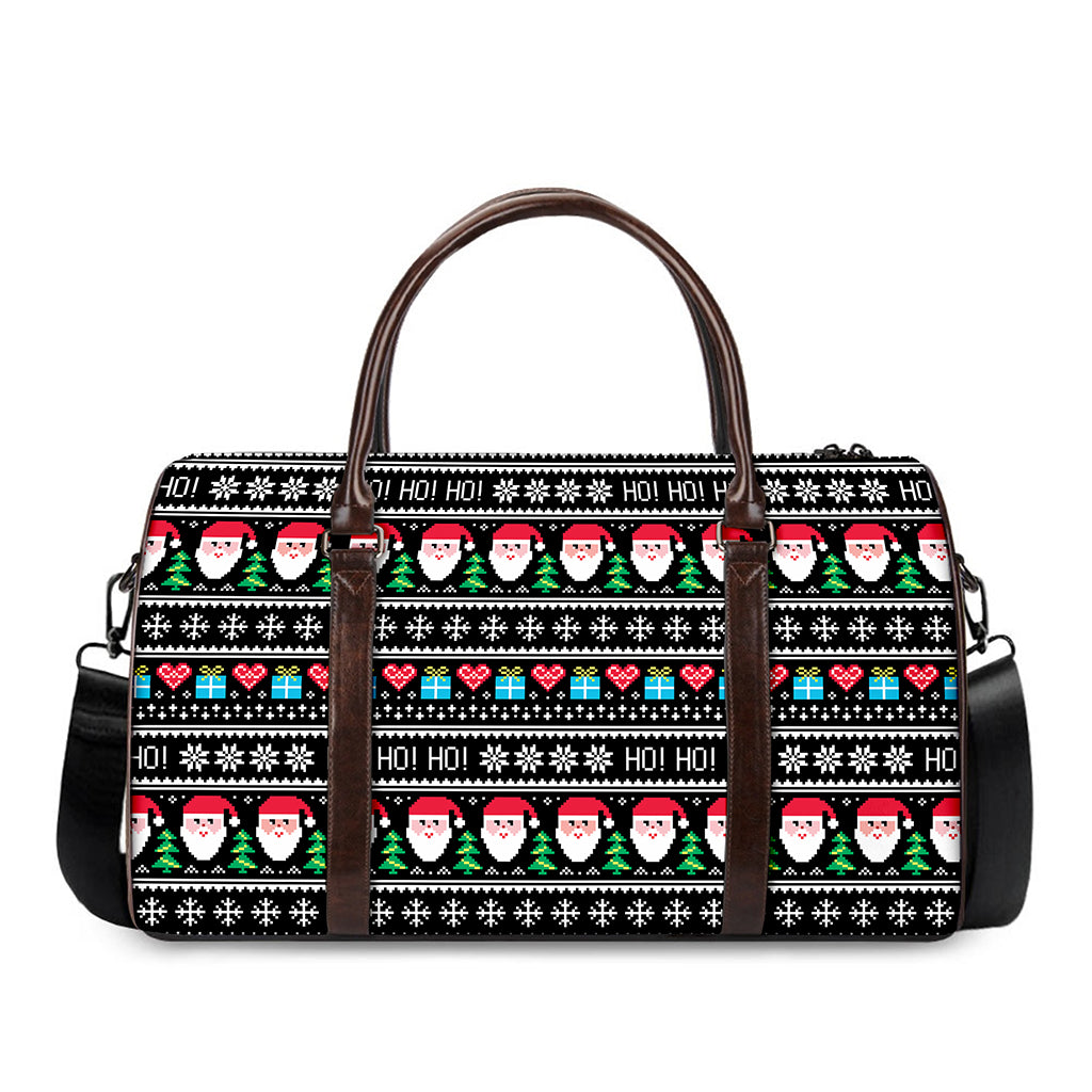 Pixel Christmas Santa Claus Print Duffle Bag
