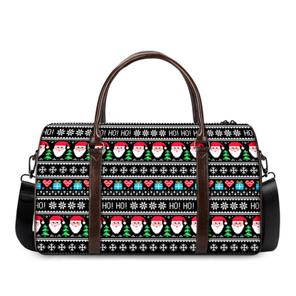 Pixel Christmas Santa Claus Print Duffle Bag