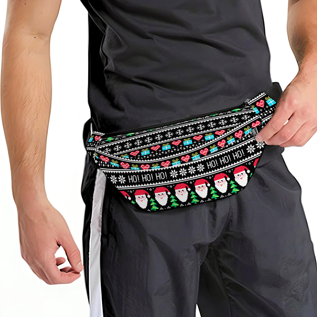Pixel Christmas Santa Claus Print Fanny Pack