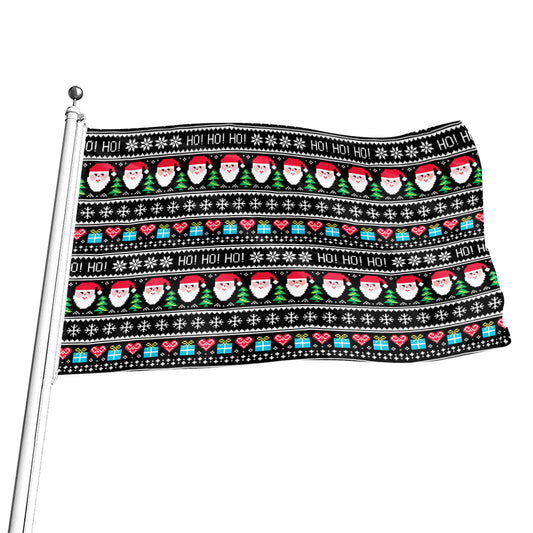 Pixel Christmas Santa Claus Print Flag