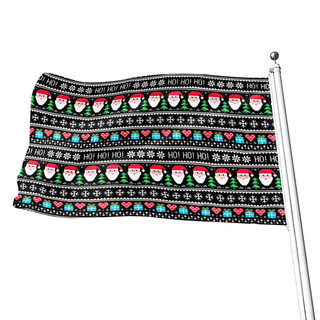 Pixel Christmas Santa Claus Print Flag