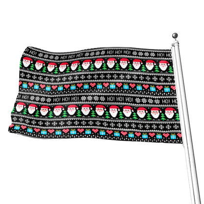 Pixel Christmas Santa Claus Print Flag