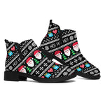 Pixel Christmas Santa Claus Print Flat Ankle Boots