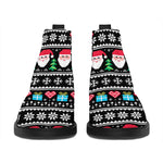 Pixel Christmas Santa Claus Print Flat Ankle Boots