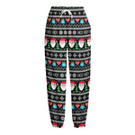 Pixel Christmas Santa Claus Print Fleece Lined Knit Pants