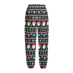 Pixel Christmas Santa Claus Print Fleece Lined Knit Pants