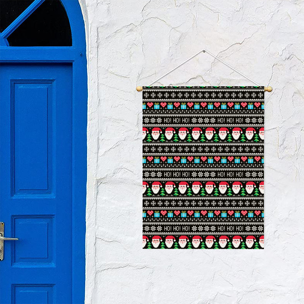 Pixel Christmas Santa Claus Print Garden Flag
