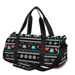 Pixel Christmas Santa Claus Print Gym Bag