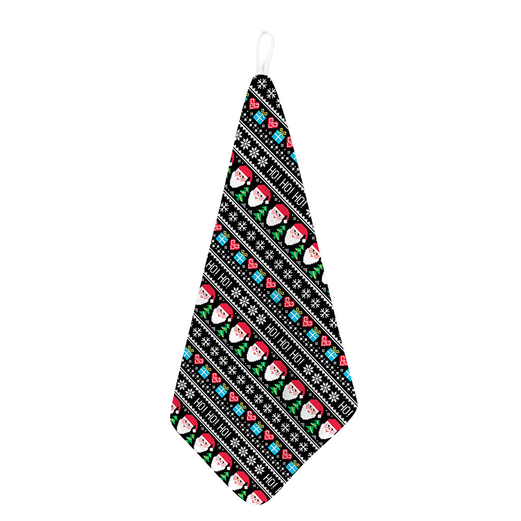 Pixel Christmas Santa Claus Print Hand Towel