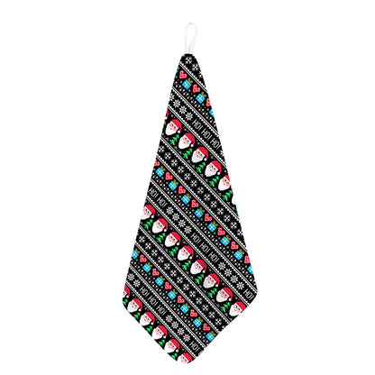Pixel Christmas Santa Claus Print Hand Towel