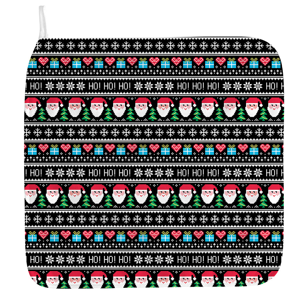 Pixel Christmas Santa Claus Print Hand Towel