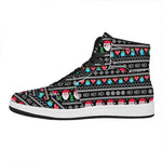 Pixel Christmas Santa Claus Print High Top Leather Sneakers