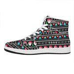 Pixel Christmas Santa Claus Print High Top Leather Sneakers