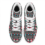 Pixel Christmas Santa Claus Print High Top Leather Sneakers
