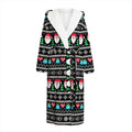 Pixel Christmas Santa Claus Print Hooded Bathrobe