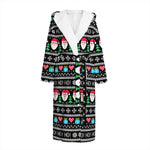 Pixel Christmas Santa Claus Print Hooded Bathrobe