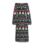 Pixel Christmas Santa Claus Print Hooded Bathrobe