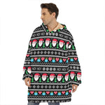 Pixel Christmas Santa Claus Print Hoodie Blanket