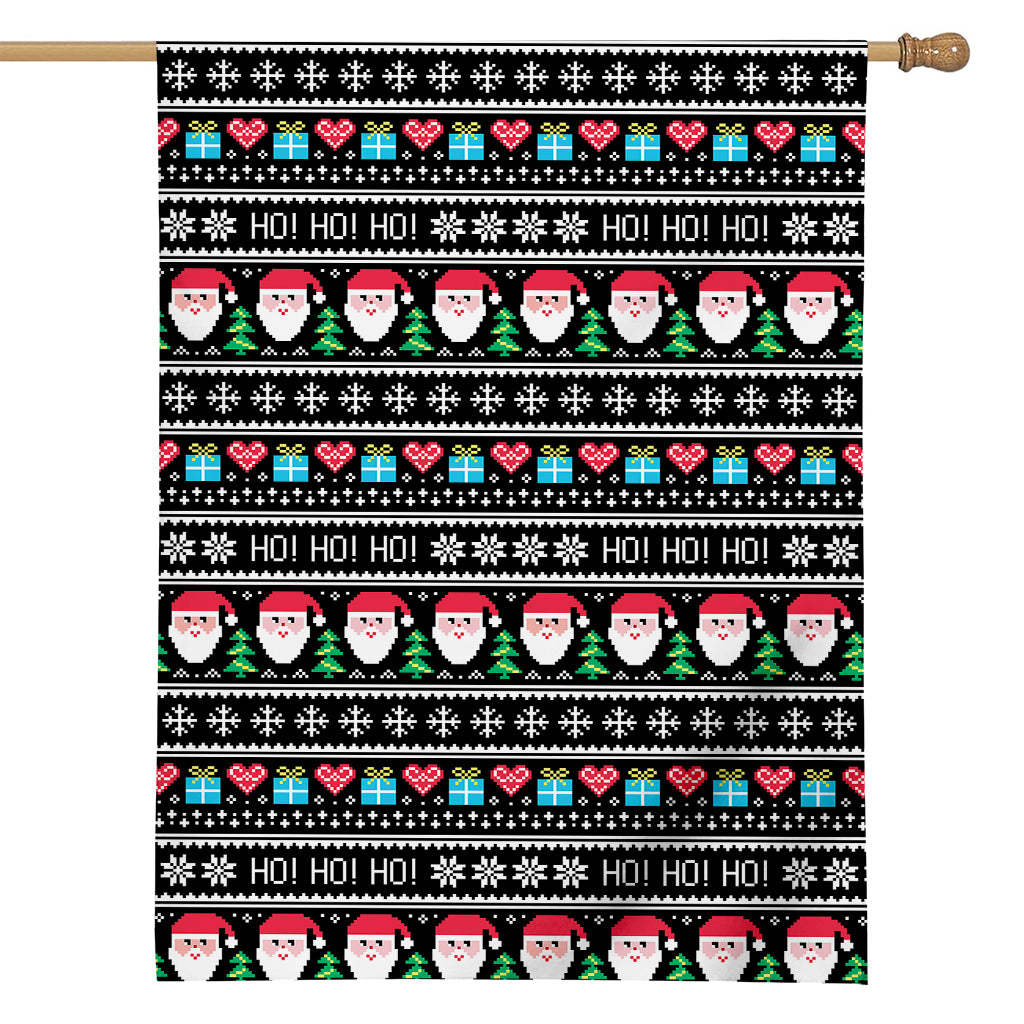 Pixel Christmas Santa Claus Print House Flag