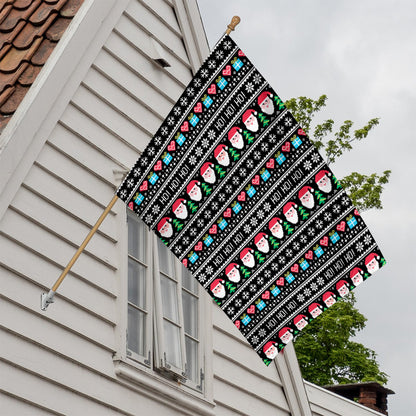 Pixel Christmas Santa Claus Print House Flag