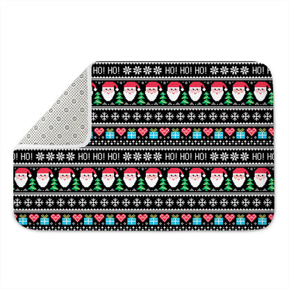 Pixel Christmas Santa Claus Print Indoor Door Mat