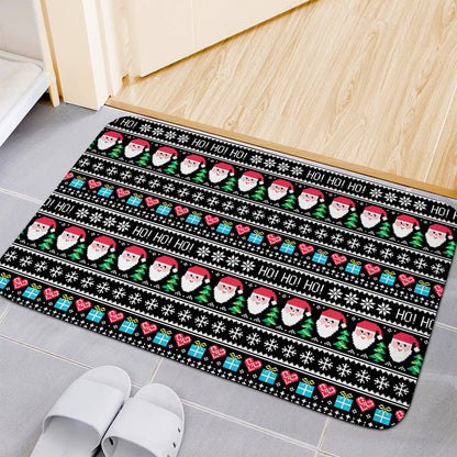 Pixel Christmas Santa Claus Print Indoor Door Mat