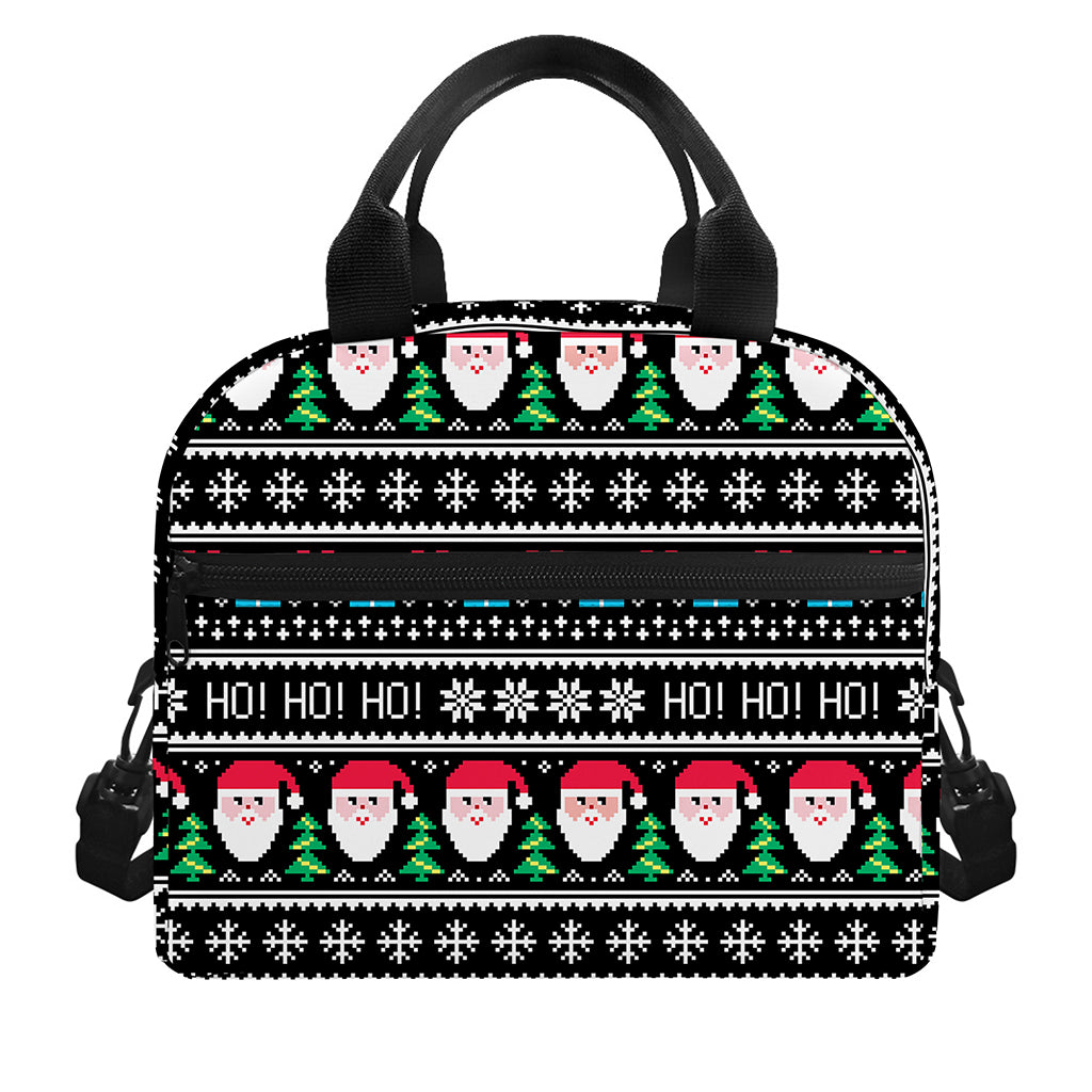 Pixel Christmas Santa Claus Print Insulated Lunch Bag