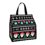 Pixel Christmas Santa Claus Print Insulated Lunch Tote