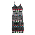 Pixel Christmas Santa Claus Print Jersey Midi Cami Dress