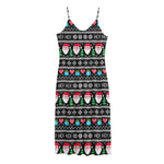 Pixel Christmas Santa Claus Print Jersey Midi Cami Dress