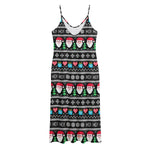 Pixel Christmas Santa Claus Print Jersey Midi Cami Dress