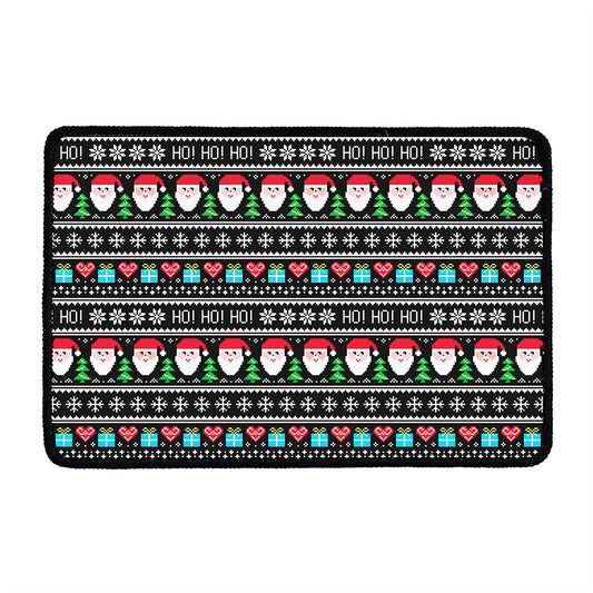 Pixel Christmas Santa Claus Print Kitchen Mat