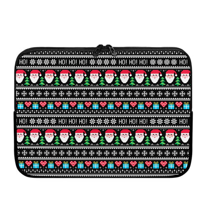 Pixel Christmas Santa Claus Print Laptop Sleeve