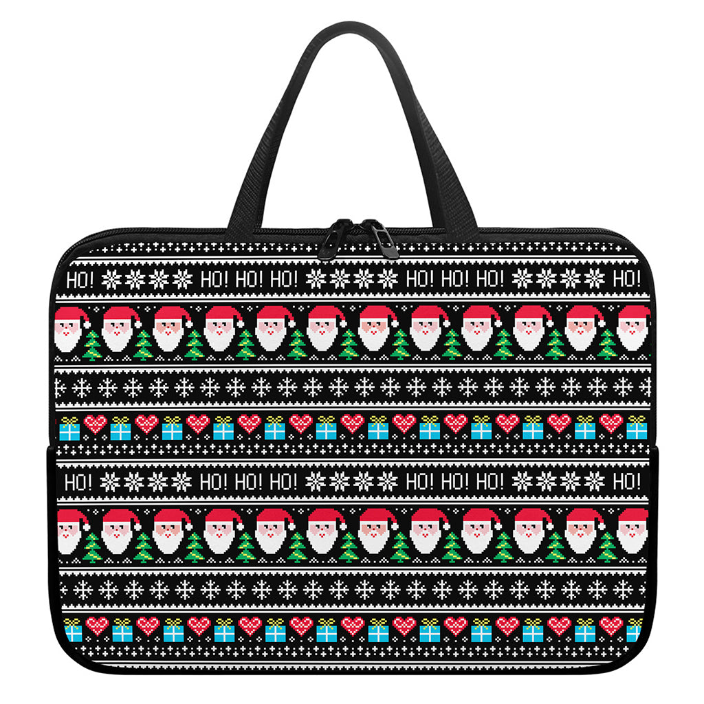 Pixel Christmas Santa Claus Print Laptop Sleeve With Handle