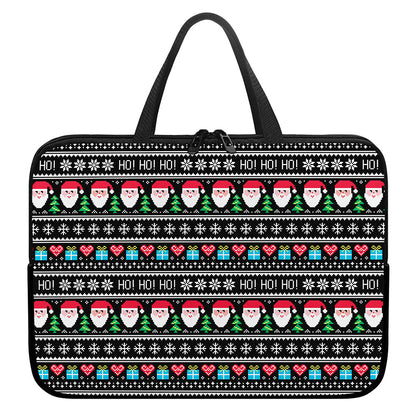 Pixel Christmas Santa Claus Print Laptop Sleeve With Handle