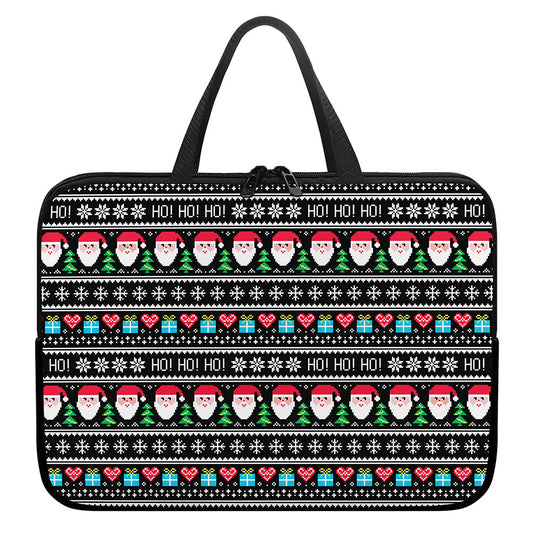 Pixel Christmas Santa Claus Print Laptop Sleeve With Handle