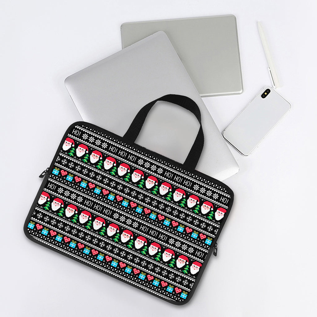 Pixel Christmas Santa Claus Print Laptop Sleeve With Handle