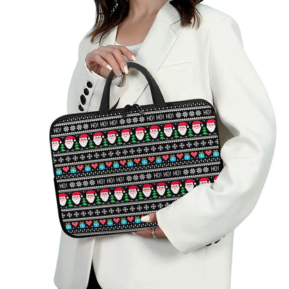 Pixel Christmas Santa Claus Print Laptop Sleeve With Handle