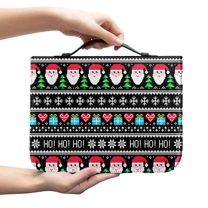 Pixel Christmas Santa Claus Print Leather Bible Cover