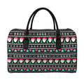 Pixel Christmas Santa Claus Print Leather Duffel Bag