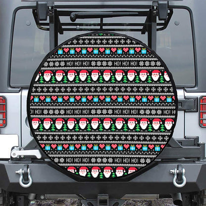 Pixel Christmas Santa Claus Print Leather Spare Tire Cover