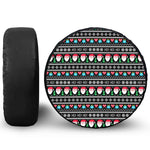 Pixel Christmas Santa Claus Print Leather Spare Tire Cover