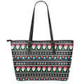 Pixel Christmas Santa Claus Print Leather Tote Bag With Zipper