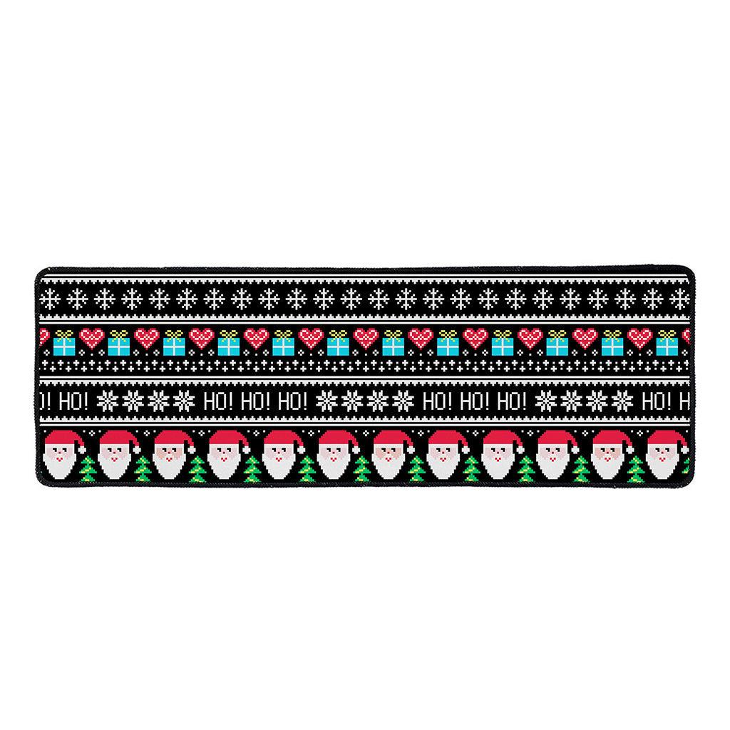 Pixel Christmas Santa Claus Print Long Kitchen Mat