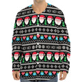 Pixel Christmas Santa Claus Print Long Sleeve Baseball Jersey