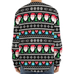 Pixel Christmas Santa Claus Print Long Sleeve Baseball Jersey